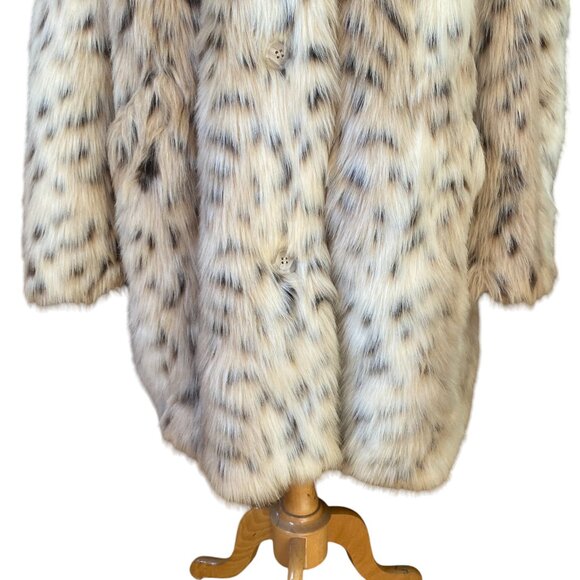 ASOS Faux Fur Coat in Cream and Brown - Picture 4 of 14